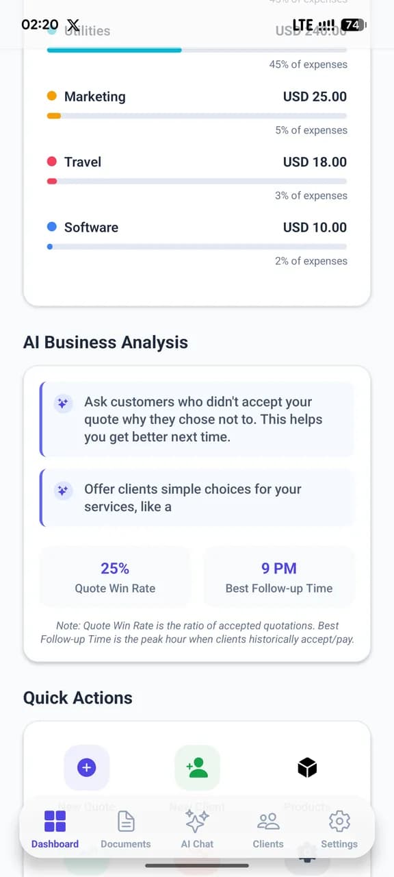 AIquote: Intelligent Mobile Quotation & Invoice App